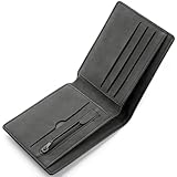 KEYRI Geldbeutel Herren mit Kartenhalter, Banknotenfächern und Münzfach Portmonee Herren Wallets for Men für Arbeit, Geschäft, Täglichen Gebrauch oder Reisen Geldbörse Leder für Männer (Schwarz)