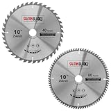 Saxton TCT254MXA Saxton TCT Kreissägeblatt, 254 mm, Packung A, für Bosch, Makita, Dewalt, 2 Stück