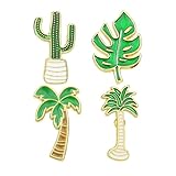 TOPPERFUN 4 Stück Legierungsbroschen Cartoon Pflanzen Kaktus Kokospalme Monstera Anstecknadeln Damen Alltags Festtagsaccessoire