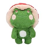 IUTOYYE Pilz Frosch Plüsch Spielzeug Netter Frosch Gefüllter Plüsch Weicher Frosch mit Hut Tier Plüsch Puppen Beruhigende Dekoration Kissen Geschenk für Mädchen Kinder (Rot und Dunkelgrün, 25cm)