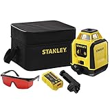 STANLEY Kreuzlinienlaser Rotationslaser Laser Messgerät (vollautomatischer Horizontallaser, Rotationsgenauigkeit: + - 6 mm 30 m, inkl. Empfänger, Zieltafel, Laserbrille, 2x Batterien) - STHT77616