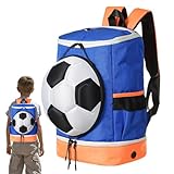 Fußball-Rucksack – Fußball-Rucksack Aufbewahrungstasche – Fußballtasche mit Ballfach, großer Fußballrucksack, Fußball-Büchertasche für Basketball, Volleyball, Fußball