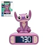 Lexibook, Disney Stitch, Angel Nachtlicht-Wecker, Töne und Melodien, hintergrundbeleuchteter LCD-Bildschirm, Leuchtend, Schlummerfunktion, rosa, RL800D1
