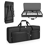 SUNDOY Keyboard Tasche – Gig Bag aus 600D Robustes Oxford-Gewebe, 10mm Schaumstoffpolsterung, Perfekt für den Transport von Keyboards, Musikzubehör und mehr (Für 61-Tasten-Klavier)