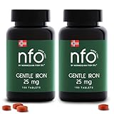 NFO GENTLE IRON 2er-Pack [2x100=200 Eisentabletten] Eisen hochdosiert mit Ferrochel-Formel – die bioverfügbarste Form gegen Eisenmangel – vegan geeignet – aus Norwegen – hoch verträglich