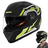 Genikeer Integralhelm Mit Sonnenblende, Dual Lens Shield Street Motorradhelm, Full Face Dual Lens Shield Street Motorrad Kopfbedeckung, Motorrad Helm Full Face Helm Für Damen Und Herren