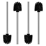 Nirox 4er Set Klobürsten Schwarz - WC Bürsten mit 8 cm Durchmesser - Toilettenbürste mit Edelstahlstiel - Klobesen in elegantem und edlem Design - Abnehmbare Bürstenköpfe
