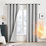 Deconovo Vorhänge Blickdicht 100% Thermovorhang Gardinen Wohnzimmer Vollverdunklungsvorhänge, 290x140 cm(HöhexBreite), Grau, 2er Set