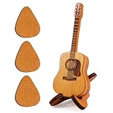 Holz-Plektrumbox für Akustikgitarre, Plektren Plektrum, Gitarrenplektrumbox aus Holz mit Ständer, mit 3 Gitarrenplektren, 1 box und 1 Halter, Holz Gitarren Plektren Plektrum für Gitarren Liebhaber