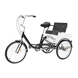 20 Zoll Dreirad für Erwachsene mit Kindersitz, 120kg Fähigkeit 3-Rad-Cruiser-Fahrrad Single-Speed Senioren Dreirad Lastenfahrrad Einkaufen Fahrräder Erwachsenendreirad für Reisen mit Kindern geeignet