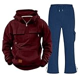 Generisch Herren Fleece Innenseite 2 Piece Trainingsanzug Sportanzug Tracksuit Hoodie Jogging Jacke Herren Leicht Fussball Anzug Training Gym Männer
