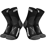 Premium Wandersocken aus Merino Wolle - [2 Paar] - Profi Trekkingsocken zum Wandern - Outdoor Socken für Damen, Herren & Kinder - Warme Merino Wandersocken - Funktionssocken (Schwarz, 43-48)