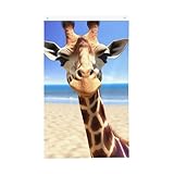 Gartenflagge mit Strandgiraffe, 90 x 152 cm, doppelseitig, kein Verblassen, für Haus, Hof, Hof, Foto, Hintergrund, Party-Banner für Innenhof, Veranda, Rasen, Outdoor-Dekoration