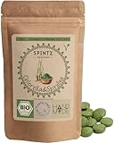 SPINTZ® Bio Spirulina + Chlorella Presslinge 200 Stück | 100% kontrolliert biologischer Anbau | Vegane Chlorella Spirulina Tabletten 500mg/Tab | Plastikfrei verpackte Algen Tabletten