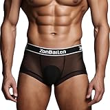 ZAIGELUO Herren Sexy Boxershort Transparent Männer Durchsichtiges Mesh Unterhosen Atmungsaktiv Weiche Unterwäsche L Black