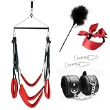 BDSMJOY Liebesschaukel Sexschaukel mit BDSMs Spielzeug hart - Handschellen Augenbinde Federkitzler,erotisches Sexspielzeug für Paare zu zweit,Belastbar bis 150 kg (L)
