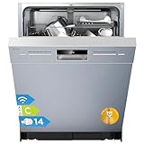 Midea SU 5.35X14CS Geschirrspüler Unterbau, 14 MGD, Spülmaschine 60 cm, Home Connect, Hygienepflege+, Maschinenpflege+, Extra Trocknung, Halbe Beladung, 44 db, Startverzögerung, Edelstahl