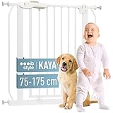 ib style Kaya Treppenschutzgitter für Babys 75-175 cm, Türschutzgitter, ohne Bohren, für Kleinkinder, für Geländer, Hundeabsperrgitter, Weiß, 85-95 cm