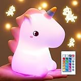 Nachtlicht Kinder Nachtlicht Baby, 16 Farben 5 Helligkeit Einhorn Geschenke für Mädchen, 1200 mAh Unicorn Nachttischlampe Kinder, Baby Geschenk Mädchen Kawaii Deko Babyzimmer Stilllicht Nachtlampe