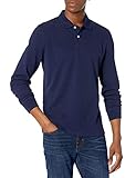 Amazon Essentials Herren Piqué-Poloshirt mit Langen Ärmeln in schmaler Passform, Marineblau, L