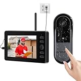 Drahtlose Videoklingel mit Kamera 1080P Funkklingel Aussen Wasserdicht Kabellos Türklingel mit 4,3 Zoll Innenmonitor, 170° Weitwinkel Infrarot Nachtsicht Zwei-Wege Gegensprechanlage Haustürklingel