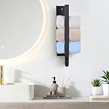 VINATO Handtuchhalter ohne Bohren 43cm für mehrere Oberflächen - Edelstahl Handtuchstange Wandmontage mit 2 Methoden, Handtuchhalter ohne Bohren Schwarz