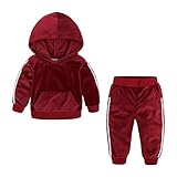 PPangUDing Bekleidungsset Kinder Baby Jungen Mädchen Mode Lange Ärmel Lässig Einfarbig Kapuzenpullover Sweatshirt Tops + Lange Hosen Sport Casual Infant Outfits Set Babykleidung Zweiteiliger