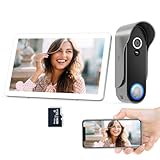 SIMBAILAI 8 Zoll WLAN Kabellose Video Türsprechanlage, Ultradünner Körper, 1080p Touchscreen, Unterstützung für TUYA-APP, PIR Bewegungserkennung,160° Weitwinkel-Kamera, IP65, Speichervideo