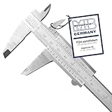 MIB Messschieber mit Feststellschraube DIN 862 150mm | Schieblehre rostfreier Stahl | Analog Messschieber | Schublehre mattverchromt | Präzisions-Messgerät für 4-fach Messung | Messwerkzeug | Caliper