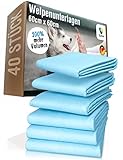 SUN-M® Welpenunterlagen 60x60cm | super saugstark | 40 Stück | Welpentoilette | extra dick | Welpen Unterlage | absolut dicht | Trainingspad Hunde | Puppy Pads| Hunde Unterlagen| Trainingsunterlagen