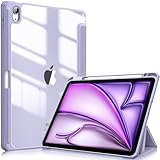 Fintie Hybrid Hülle für iPad Air 11 Zoll (M2) 2024, iPad Air 5./4. Generation 2022/2020 10.9 Zoll mit Stifthalter - Stoßfeste Schutzhülle mit transparenter Hartschale auf der Rückseite, Pastellviolett