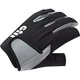 Gill Deckhand Segelhandschuhe – Langfinger mit freiliegendem Index und Daumen – 50+ UV-Sonnenschutz & wasserabweisend, Schwarz, L