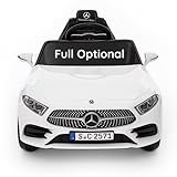 BabyCar Mercedes CLS 350 AMG | Kinder Auto Elektro 12V mit 2×25W Motoren | Kinder Elektroauto mit Fernbedienung, Ledersitz, Türen zum Öffnen, MP3/USB | Offiziell Lizenziertes | Weiß