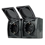 REV AquaForm, Doppelsteckdose-Feuchtraumsteckdose, IP44, Aufputz, anthrazit