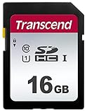 Transcend Highspeed 16GB SDHC Speicherkarte (für Digitalkameras / Photo Box / alltägliche Aufnahmen & Videos / Autoradio) Class 10, UHS-I U1 TS16GSDC300S-E (umweltfreundliche Verpackung)