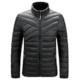 Winterjacke Herren Sport Reißverschluss Ärmel Mantel Outwear, Czarny, L