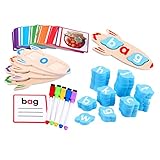 Warmhm 1 Satz Vokalbuchstaben Sortierspielzeug mit Flashkarten für Kindergarten Lernspielzeug Sprachentwicklung Verbesserung des Wortschatzes für Ab Jahren