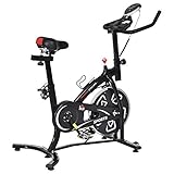 HOMCOM Heimtrainer Fitnessrad Heimtrainer mit LCD-Multifunktionsbildschirm Fahrrad Biking Cardio-Training verstellbarer Sattel und Lenker Stahl schwarz