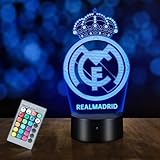 HooJtny Madrid Lampe, Fußball-Lampe 3D, 16 Farben der Beleuchtung und Fernbedienung, Geschenke für Kinder Fußballer