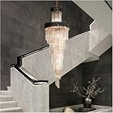 KUYBTU Kronleuchter aus luxuriösem Glas, moderne LED-Treppenleuchte, schwarz/goldfarben, für Wohnzimmer, Schlafzimmer, Esszimmer und Innendekoration