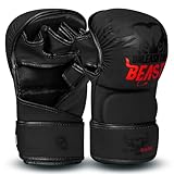 BEAST RAGE MMA-Handschuhe für Männer und Frauen, verstellbare Handgelenkstütze, offene Handfläche, Kampfsporthandschuhe, Grappling, Sparring für Muay Thai, Käfigkampf, Kampf, Taekwondo, Kickboxen, Box