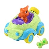 Samuliy Fernbedienung Dinosaurierauto, Dinosaurier -Remote -Auto - Cartoon Lustige wiederaufladbare Rennwagen mit Licht und Musik - Dinosaurierspielzeug, Fernbedienungsmodellfahrzeug für Jugendliche,