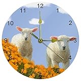 25,4 cm Lamm Coming To You Wanduhr, geräuschlos, nicht tickend, runde arabische Ziffern für Küche, Zuhause, dekorativ, leicht zu lesen