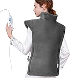 KNQZE Gewichtetes Heizdecke, Heizkissen mit 10 Wärmestufen, 4 Timer für Rücken Schulter Nacken, Waschbar Wärmekissen für Rückenschmerzen und Nackenschmerzen, Geburtstagsgeschenk für Frauen (Grau)