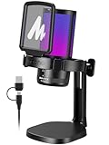 MAONO Gaming Mikrofon PC, Geräuschunterdrückendes Kondensator Mikrofon für Streaming Podcast Studio, für PS5/PS4/Mac mit Steuerbare RGB Licht, One Touch Stummschaltung, Gain Regler, DGM20