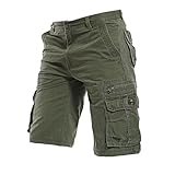 Cargo-Shorts für Herren, Arbeit, Freizeit, leichte Baumwolle, Wandershorts, mehrere Taschen, lockerer Komfort, Stretch, Chinohose, Z01-grün, M
