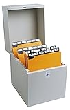 Exacompta 54718E Karteikassette Metalib für bis zu 500 Karteikarten DIN A5 hoch Tragegriffe vorne und hinten mit Trennplatte grau Karteikasten
