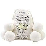 VALNEO 6 Trocknerbälle für Wäschetrockner in weiß aus 100% natürlicher Schafwolle - öko Waschball - Dryer Balls als Weichspüler für Ihren Trockner geeignet