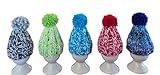 5 er Set Eierwärmer mit Puschel Pompom handgestrickt Pudelmütze viele Farben bunt reine Handarbeit Handmade gestrickt Geschenk