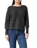 ONLY Damen Lockerer Strickpullover | Knitted Basic Stretch Sweater | Langarm Rundhals Shirt ONLDANIELLA, Farben:Dunkelgrau, Größe:S